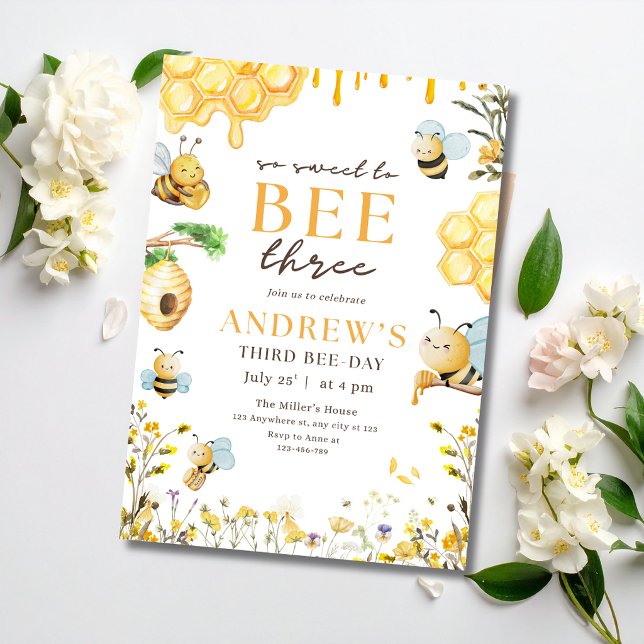 Invitación de cumpleaños de Bumble Bee Three para  (Subido por el creador)