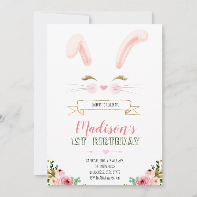 Invitación de cumpleaños de Bunny (Anverso)