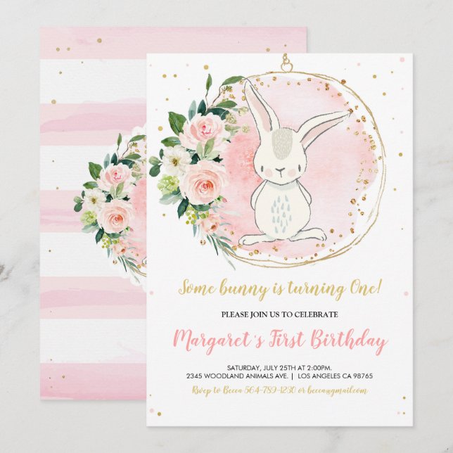 Invitación de cumpleaños de Bunny (Anverso / Reverso)