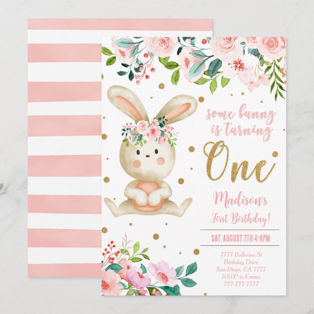 Invitación de cumpleaños de Bunny (Anverso / Reverso)