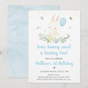 Invitación de cumpleaños de Bunny Blue Boy Greener