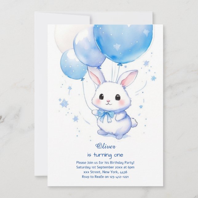 Invitación de cumpleaños de Bunny Boy (Anverso)
