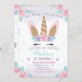 Invitación de cumpleaños de Bunny Unicorn, cumplea