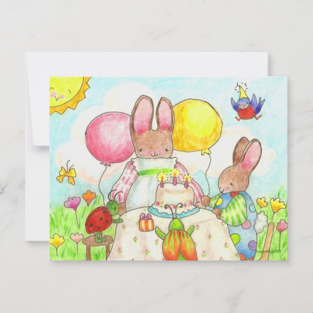 invitación de cumpleaños de bunny y bug (Anverso)