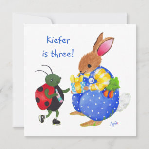 invitación de cumpleaños de Bunny y bug simple