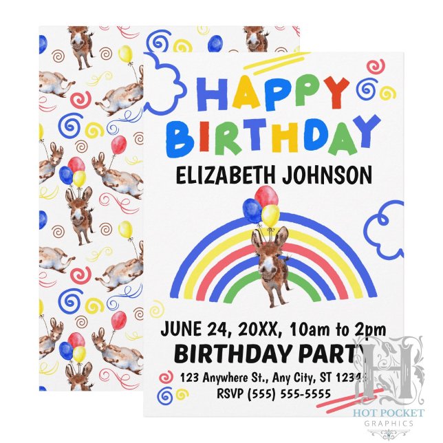 Invitación de Cumpleaños de Burro Blanca (Subido por el creador)