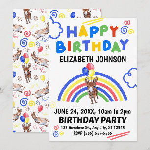 Invitación de Cumpleaños de Burro Blanca
