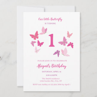 Invitación de cumpleaños de Butterflies