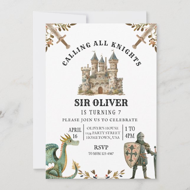 Invitación de cumpleaños de caballero, invitación  (Anverso)