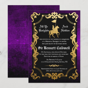 Invitación de cumpleaños de caballero medieval jus
