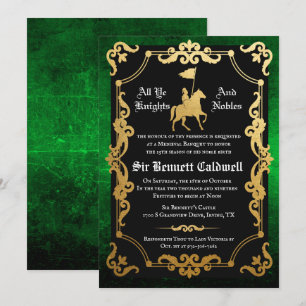 Invitación de cumpleaños de caballero medieval jus