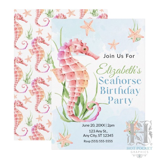 Invitación de Cumpleaños de Caballito de Mar (Subido por el creador)