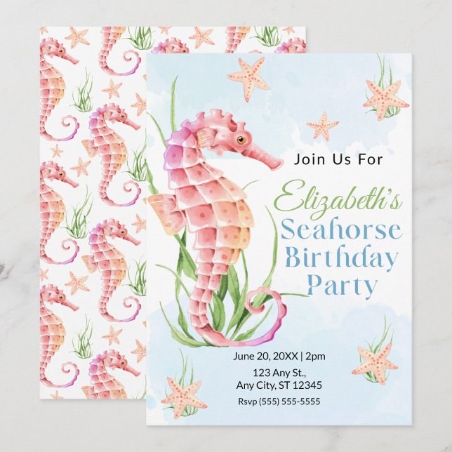 Invitación de Cumpleaños de Caballito de Mar (Subido por el creador)