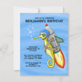 Invitación de cumpleaños de Caballito de Mar Cohet