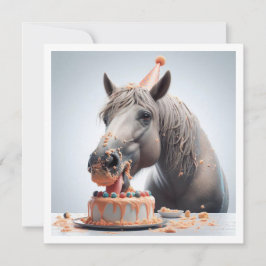 Invitación de cumpleaños de caballo comiendo paste