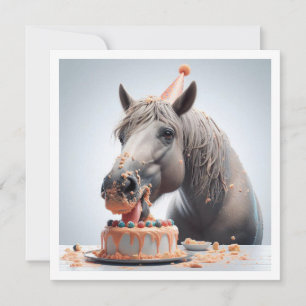 Invitación de cumpleaños de caballo comiendo paste