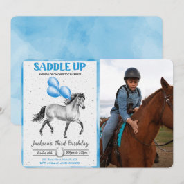 Invitación de cumpleaños de caballo con foto edita
