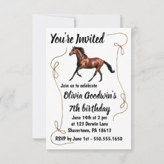 Invitación de cumpleaños de caballo corriendo con 