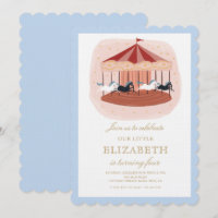 Invitación de cumpleaños de caballo de carrusel vi