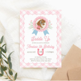 Invitación de Cumpleaños de Caballo Derby Rosa Enc