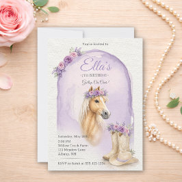 Invitación de cumpleaños de caballo floral morado 