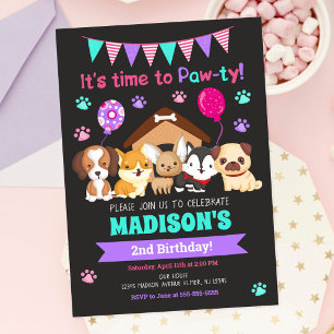 Invitación de cumpleaños de cachorrita / Fiesta de