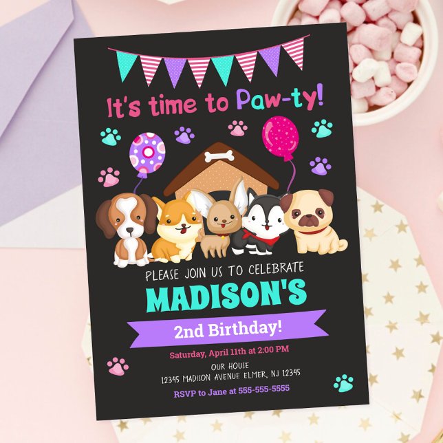 Invitación de cumpleaños de cachorrita / Fiesta de (Subido por el creador)