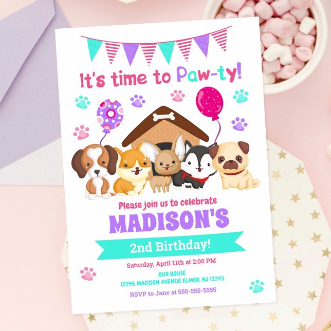 Invitación de cumpleaños de cachorrita / Fiesta de (Subido por el creador)