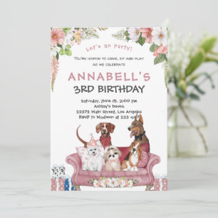 Invitación de cumpleaños de cachorro adorable