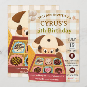 Invitación de cumpleaños de cachorro de chocolate