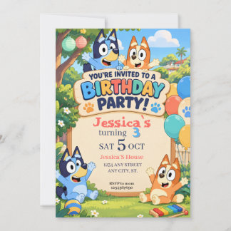 Invitación de cumpleaños de cachorro de dibujos an