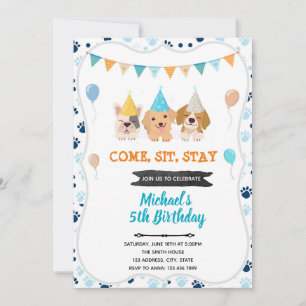 Invitación de cumpleaños de cachorro de perro lind