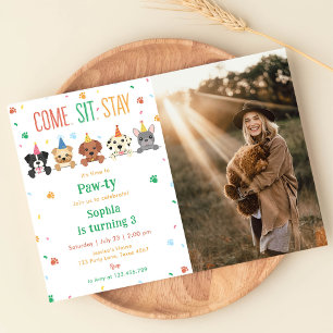 Invitación de cumpleaños de cachorro Fiesta de per