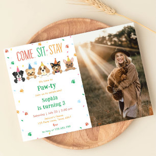 Invitación de cumpleaños de cachorro Fiesta de per