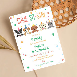 Invitación de cumpleaños de cachorro Fiesta de per