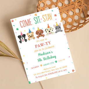 Invitación de cumpleaños de cachorro Fiesta de per