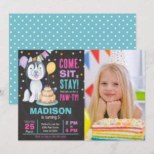 Invitación de cumpleaños de cachorro Foto de niña