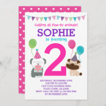 Invitación de cumpleaños de cachorro para chicas