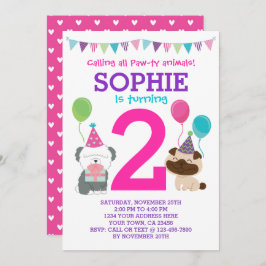 Invitación de cumpleaños de cachorro para chicas