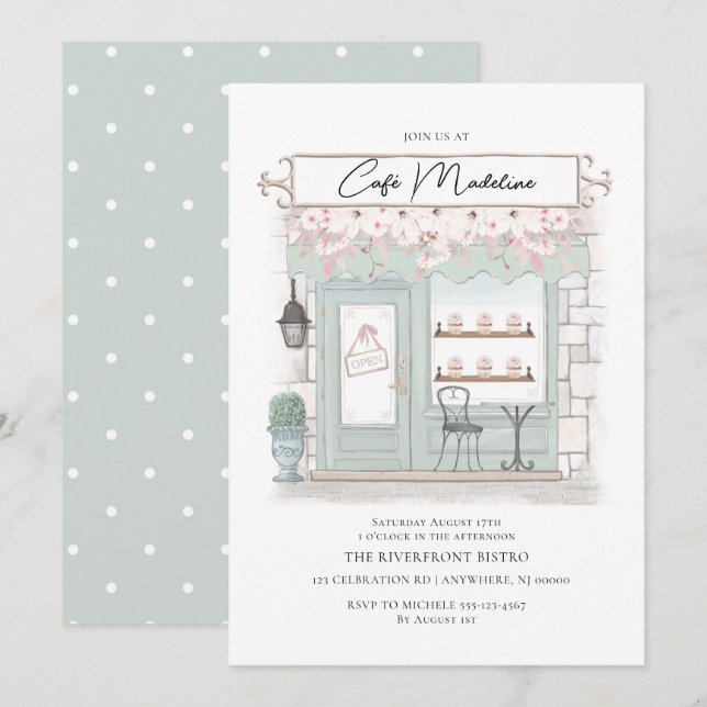 Invitación de cumpleaños de Café Parisino (Anverso / Reverso)