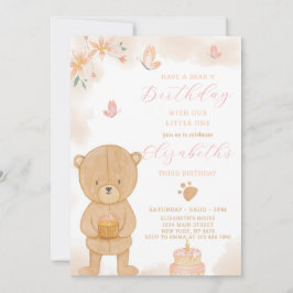 Invitación de cumpleaños de Cake Teddy