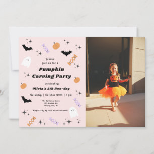 Invitación de cumpleaños de calabaza de Halloween 