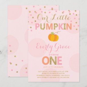 Invitación de cumpleaños de calabaza de oro rosa