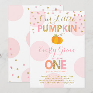 Invitación de cumpleaños de calabaza de oro rosa