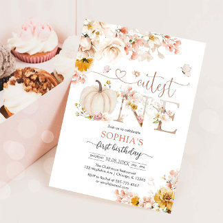 Invitación de cumpleaños de calabaza floral la más