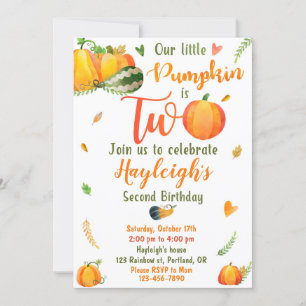 Invitación de cumpleaños de calabaza Invitación de