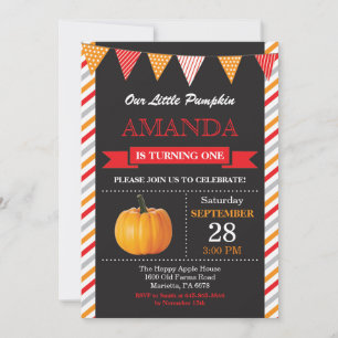 Invitación de cumpleaños de calabaza naranja y roj