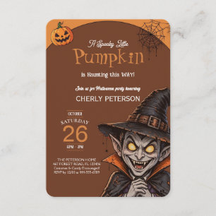 Invitación de cumpleaños de calabaza pequeña espel