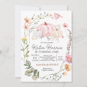 Invitación de cumpleaños de calabaza rosa,