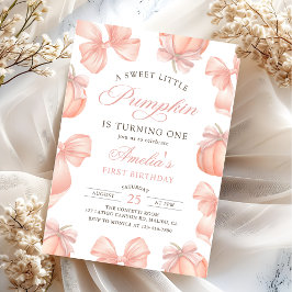 Invitación de cumpleaños de calabaza rosada pequeñ